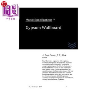 海外直订Model Specifications: Gypsum Wallboard 型号规格:石膏墙板