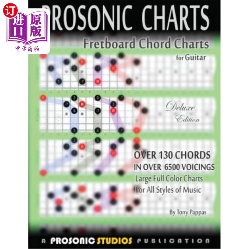 海外直订Fretboard Chord Charts for Guitar 吉他指板和弦图