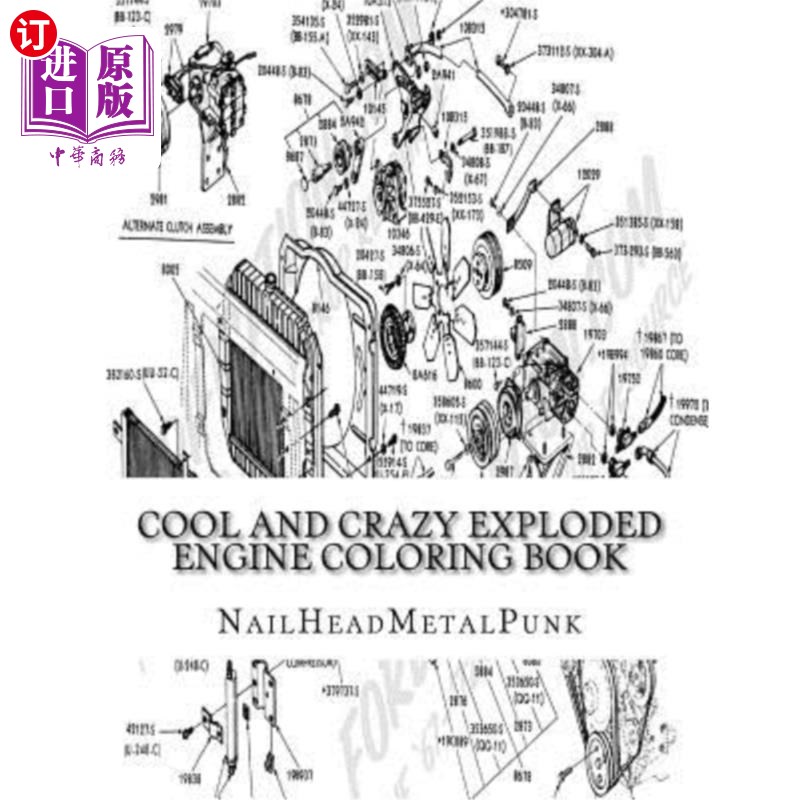 海外直订Cool and Crazy Exploded Engine Coloring Book: Internal Combustion Engines to Col 酷炫爆炸发动机配色书：内燃