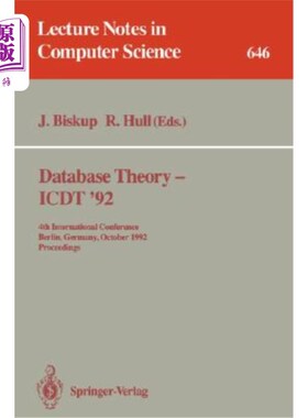 海外直订Database Theory - Icdt '92: 4th International Conference, Berlin, Germany, Octob 数据库理论- Icdt '92
