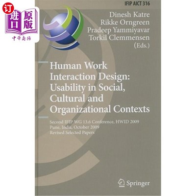 海外直订Human Work Interaction Design: Usability in Social, Cultural and Organizational  人机交互设计：社会、文化和