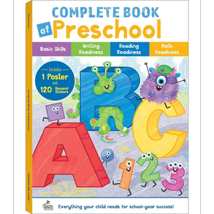 儿童学前班练习全书 颜色形状字母写作基础技能练习 Complete Book of Preschool Workbook 美国CarsonDellosa【中商原版】
