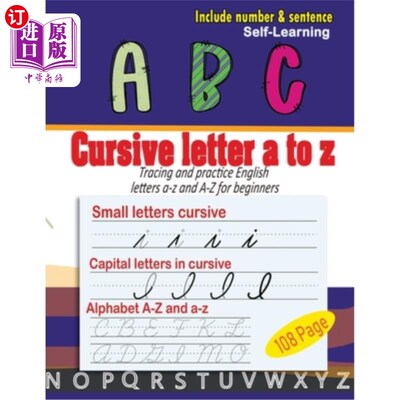 海外直订Cursive letter a to z: cursive handwriting workbook - Tracing and practice Engli 草书字母a到z:草书书写练习