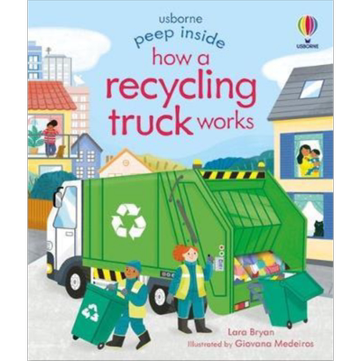 预售 Peep Inside How a Recycling Truck Works 儿童纸板书 英语原版【中商原版】