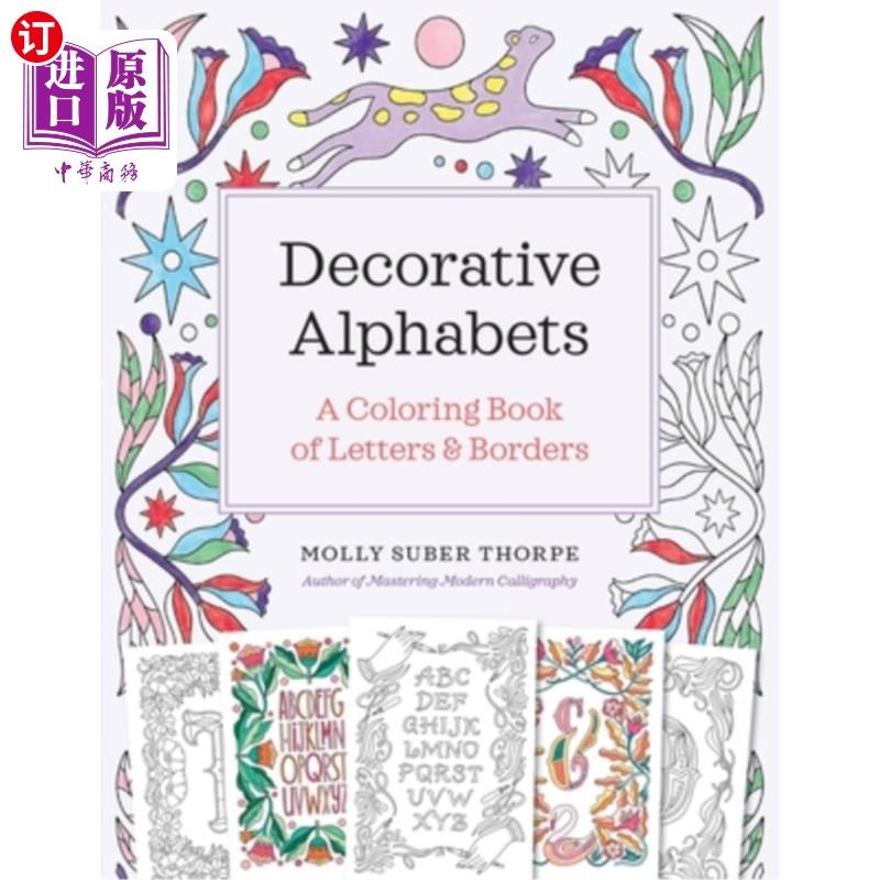海外直订Decorative Alphabets: A Coloring Book of Letters and Borders 装饰字母:字母和边框的着色书