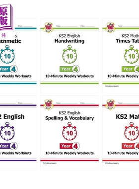 英国原版CGP 小学四年级每周10分钟练习6册 数学英语书写拼写 KS2 Year 4 10-Minute Weekly Workouts Bundle【中商原版】