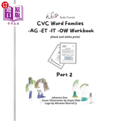海外直订KB Books Presents CVC Word Families: -AG -ET -IT -OW Work Book Part 2 (black and KB图书介绍CVC词