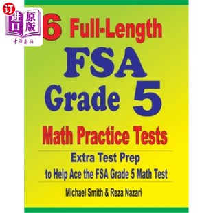 海外直订6 Tests Help Extra Test Grade Math 6个完整 the FSA Practice Prep Ace Length Full
