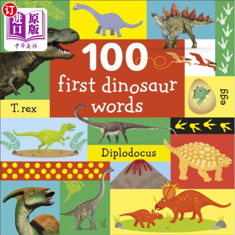 海外直订100 First Dinosaur Words 恐龙最早说的100个单词