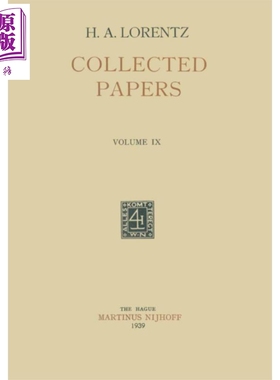 现货 论文集 卷九 荷兰语版 Collected Papers  Volume IX 英文原版 HA Lorentz【中商原版】