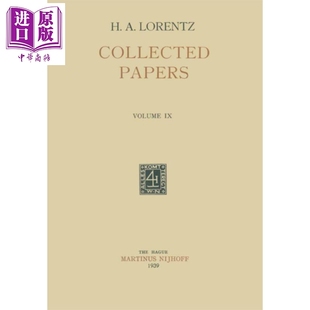 论文集 Papers 现货 英文原版 中商原版 荷兰语版 Lorentz 卷九 Collected Volume