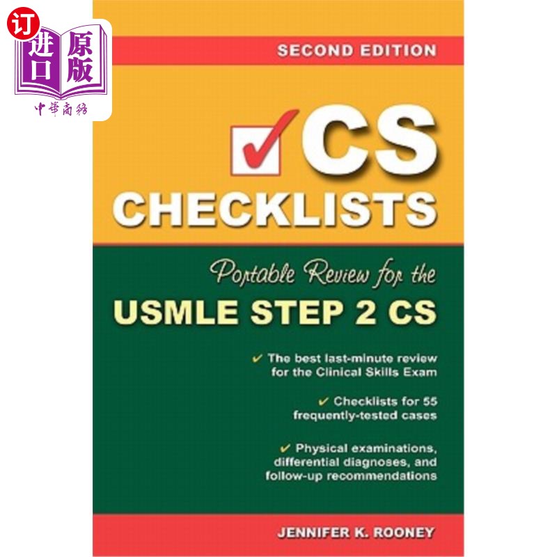 海外直订CS Checklists: Portable Review for the USMLE Step 2 Cs, Second Edition CS检查表：USMLE步骤2 CS的便携式审查，第