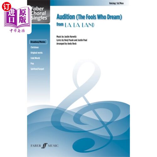 海外直订Audition (The Fools Who Dream) (Mixed Voice Choi... 海选(梦想的傻瓜)(钢琴混声合唱)