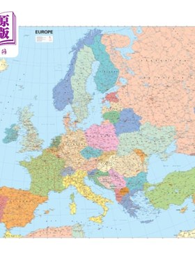 海外直订Europe Political - Michelin rolled & tubed wall ... 欧洲政治-米其林卷筒和管墙地图封装