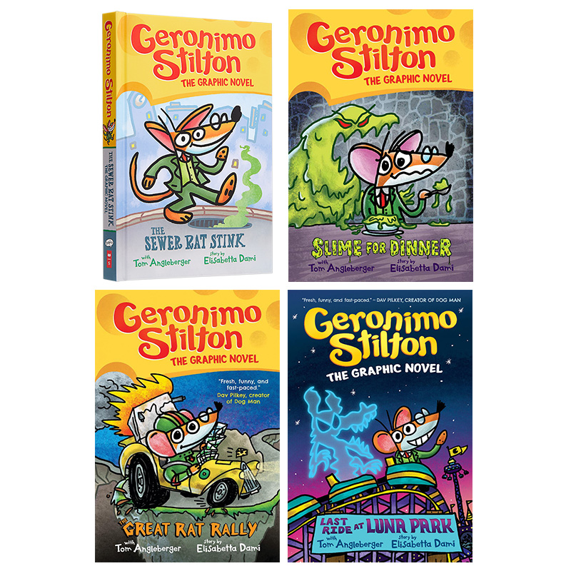 geronimo stilton 老鼠记者漫画图书4册套装 儿童图像漫画小说 英文
