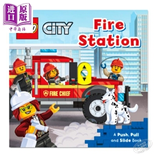 Fire 儿童绘本 Lego 乐高消防站 中商原版 推拉活动玩具书纸板书 Station 机关操作书 现货 进口图书 生活系列 3岁 英文原版