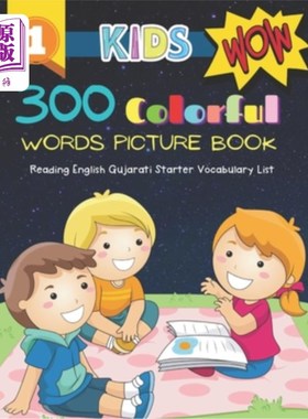 海外直订300 Colorful Words Picture Book - Reading English Gujarati Starter Vocabulary Li 300个彩色单词绘本-阅读英语