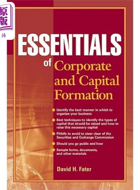 预售 公司与资本结构 导论 Essentials Of Corporate And Capital Formation + Website 英文原版 David Fater【中商原版】