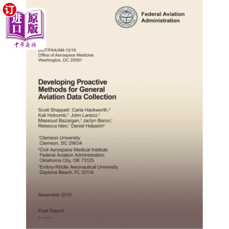 海外直订Developing Proactive Methods for General Aviation Data Collection 开发通用航空数据收集的前瞻性方法