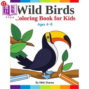 Book 野生鸟类儿童涂色书：为4 and Birds Coloring Relaxing Kids for bir 海外直订Wild Easy pages Fun
