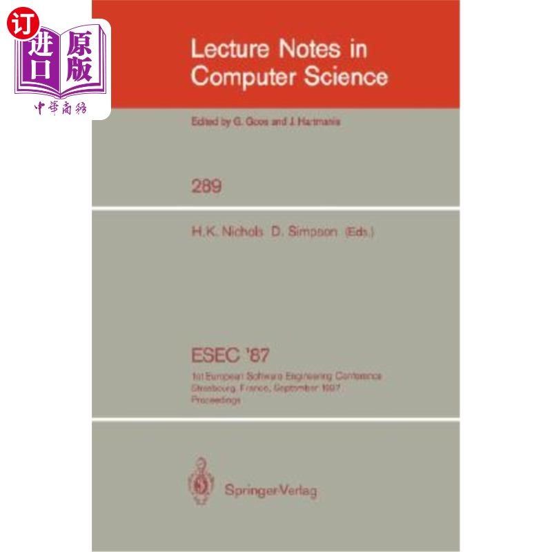 海外直订Esec '87: 1st European Software Engineering Conference Strasbourg, France, Septe Esec '87:第
