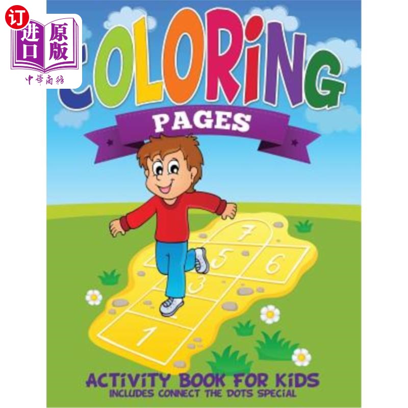 海外直订Coloring Pages (Activity Book for Kids Includes Connect the Dots Special) 涂色页面（儿童活动手册包括“连接