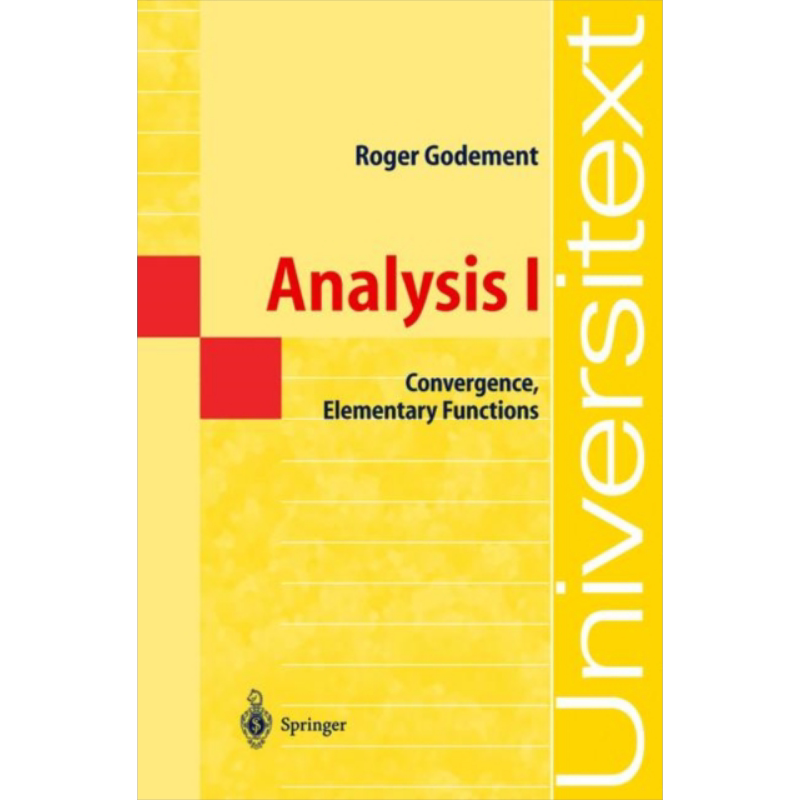 分析1 收敛和初等函数 1st ed 英文原版 Analysis I Convergence Elementary functions Roger Godement【中商原版】