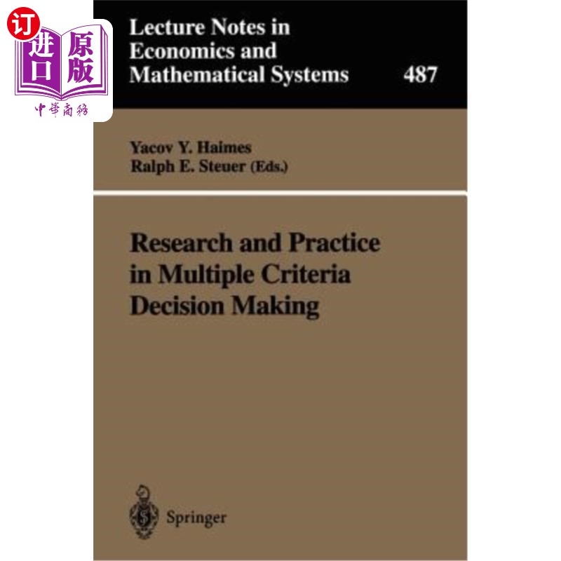 海外直订Research and Practice in Multiple Criteria Decision Making: Proceedings of the X 多标准决策的研究与实践:第