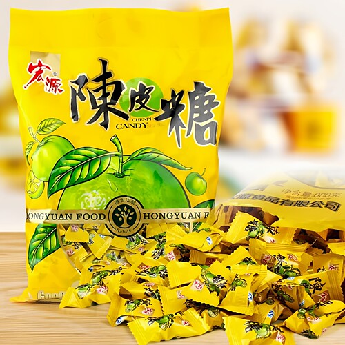 宏源陈皮糖888g礼袋装招待水果味硬糖散装话梅糖什锦味糖果年货节