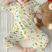 宝宝家居服薄莫代尔儿童睡衣男童女孩夏季 分体套装 七分袖 冰丝半袖