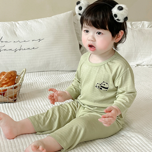 儿童莫代尔睡衣夏季男女孩七分袖优可丝宝宝家居服薄款空调服套装