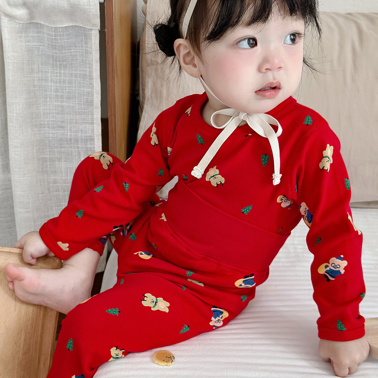 宝宝高腰护肚内衣套装纯棉婴儿童秋衣秋裤男女童打底保暖红色睡衣,童装/婴儿装/亲子装,内衣套装,淘宝优惠券,粉丝福利购,淘宝优惠卷