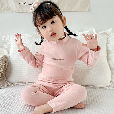 宝宝秋衣秋裤半高领保暖内衣套装