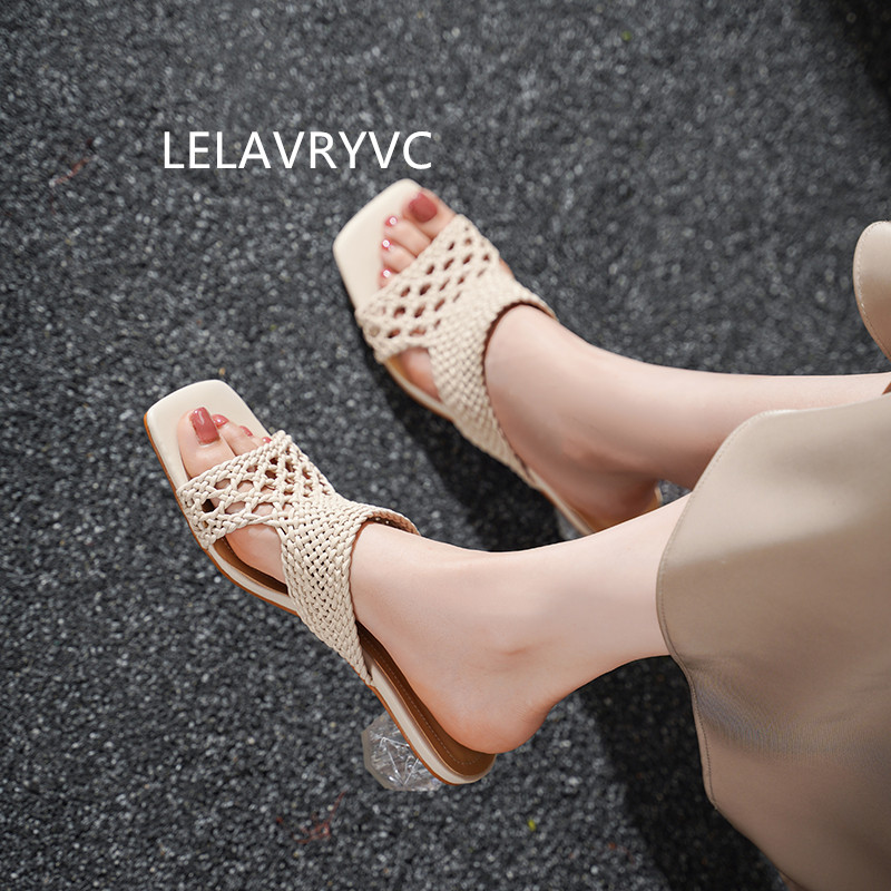 LELAVRYVC原创编织镂空方头凉鞋