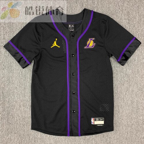 Nike JORDAN耐克男子湖人队刺绣标运动休闲透气棒球衫DR2407-010