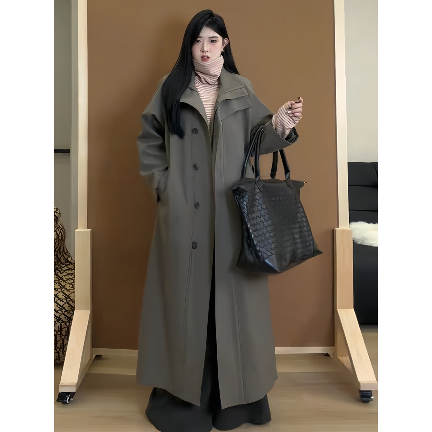 ◆Phoebe风女主大衣◆休闲风衣外套 新款中长款通勤气质大衣A0122