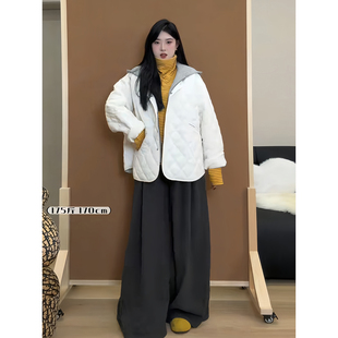 ◆北欧格雷◆大码女装秋冬胖MM气质休闲慵懒夹棉连帽外套上衣7989