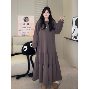 冬加绒厚卫衣裙长款 温柔风气质蛋糕裙 韩版 女裙W1435 巴塞罗纳