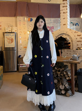 ◆少女的祈愿◆9026减龄学院风可爱印花背心裙套装新款大码两件套