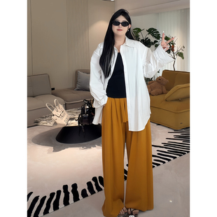 胖MM高腰裤 W1475 休闲长裤 慵懒风抽绳阔腿裤 老友记 长腿秘籍