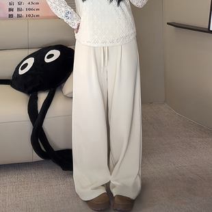 W1433大码 巨显瘦 御寒神裤 松弛感加绒纯色阔腿裤 长腿捕捉器