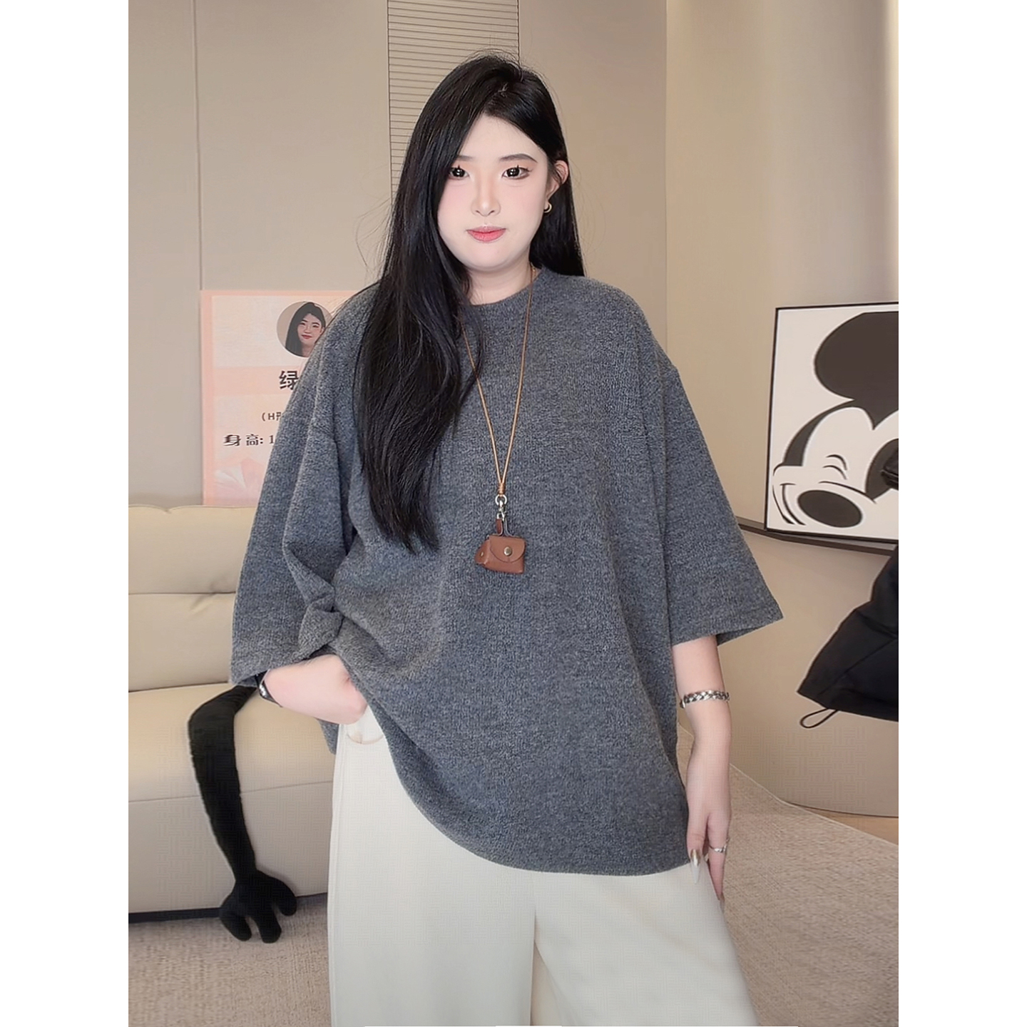 ◆气质C位◆W1412大码女装秋冬新款半袖极简风上衣打底衫个性T恤