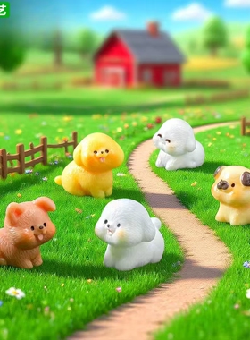 微景观可爱金毛哈巴小狗公仔摆件