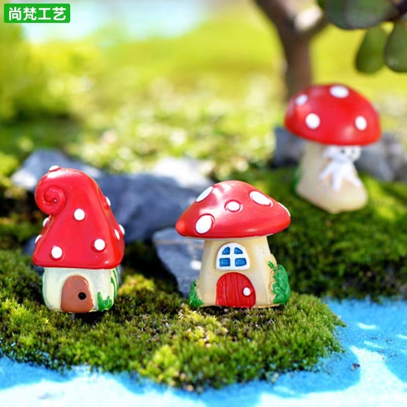 微景观三款蘑菇房子造景装饰摆件