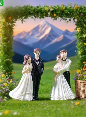 创意浪漫婚纱礼服情侣公仔摆件