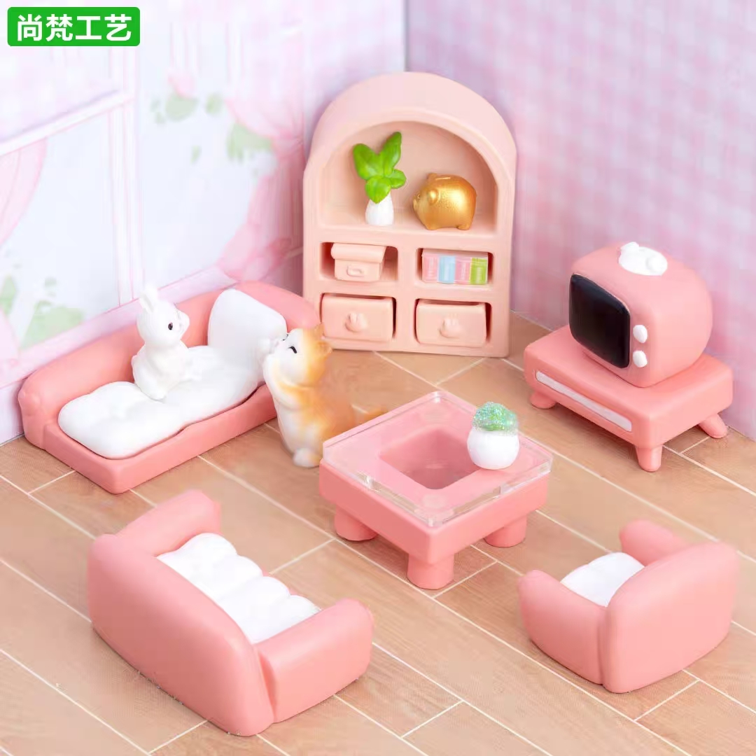 迷你少女心娃娃屋客厅沙发家具