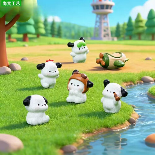 微景观可爱飞行员狗狗公仔摆件