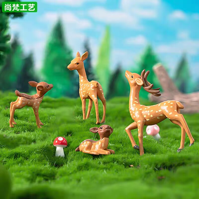 微景观摆件梅花鹿造景森林DIY摆件装饰创意园艺小摆件 塑料工艺品