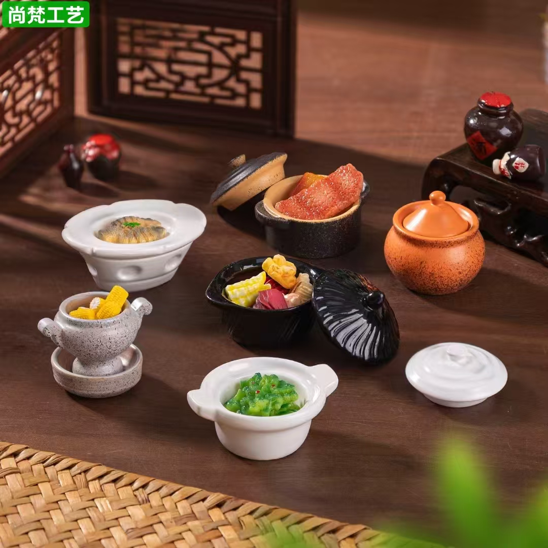 创意砂锅盘子微缩模型 娃娃屋diy装饰品配件迷你桌面微景观小摆件