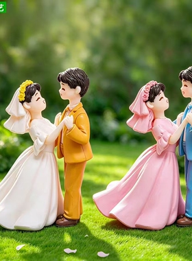 婚礼情侣桌面汽车载微景观小摆件